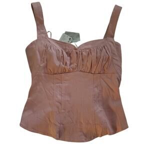FREE PEOPLE corset top with smocked back pink XL NWT